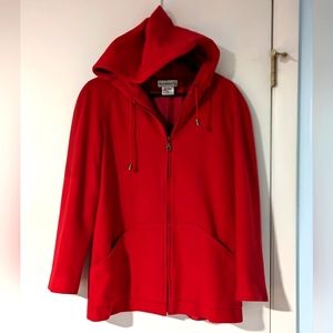 EUC Vintage 65% wool Harve Bernard Sport red hooded coat size 4